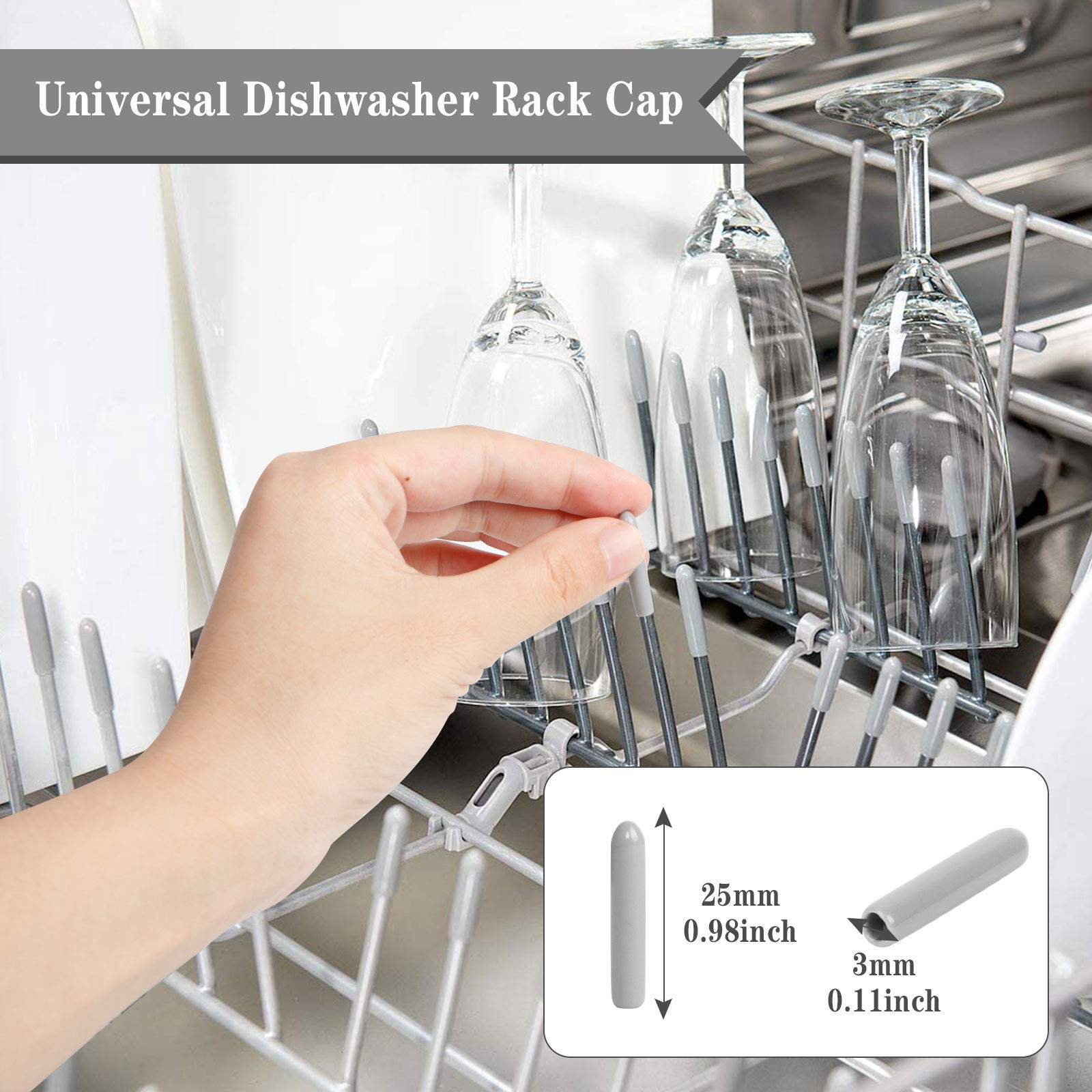 200 Pcs Universal Dishwasher Rack Prong Caps - Dishwasher Rack Protective Tip Covers - Tine Cover Caps for Bosch, Whirlpool, Maytag - Prevent Rust & Scratches on Dishes - Perfect for Kitchen, Restaurant, RV Use