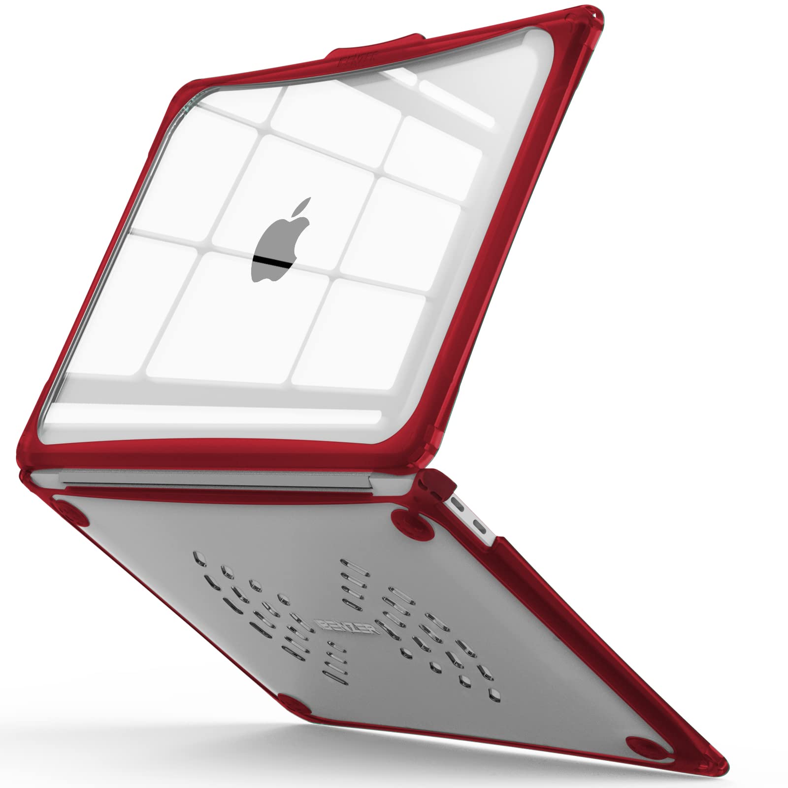 IBENZER Heavy Duty Protective Case for MacBook Air 13 Inch (2020-2022, M1, A2337/A2179/A1932) - Shockproof Cover with Screen Lock & Touch ID Compatibility - Wine Red (AT13-WR) - Perfect for Work, Travel & School