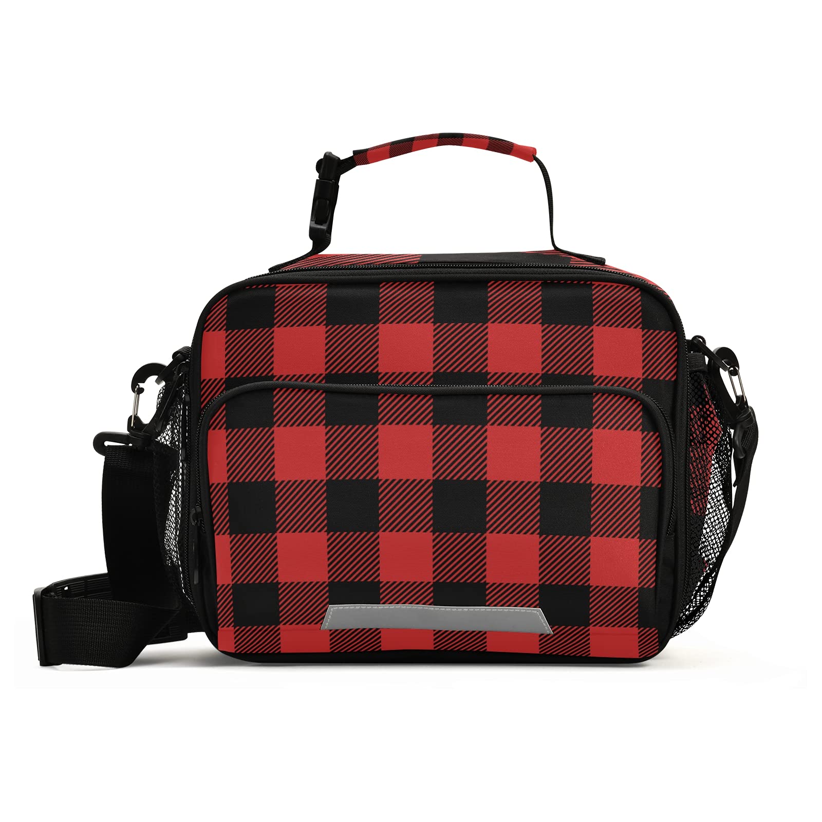 Insulated Reusable Lunch Bag for Kids - Husky Red Buffalo Check Plaid Design, Perfect for School, Picnics & Outdoor Activities | Great Gift for Boys, Girls, Men & Women