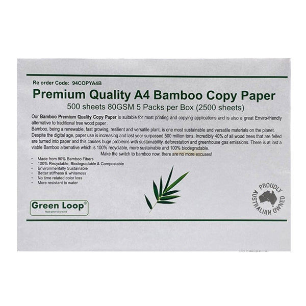 Premium A4 Bamboo Copy Paper - 500 Sheets, 80 GSM, Eco-Friendly & Sustainable - Perfect for Office Printing, School Projects, and Home Use