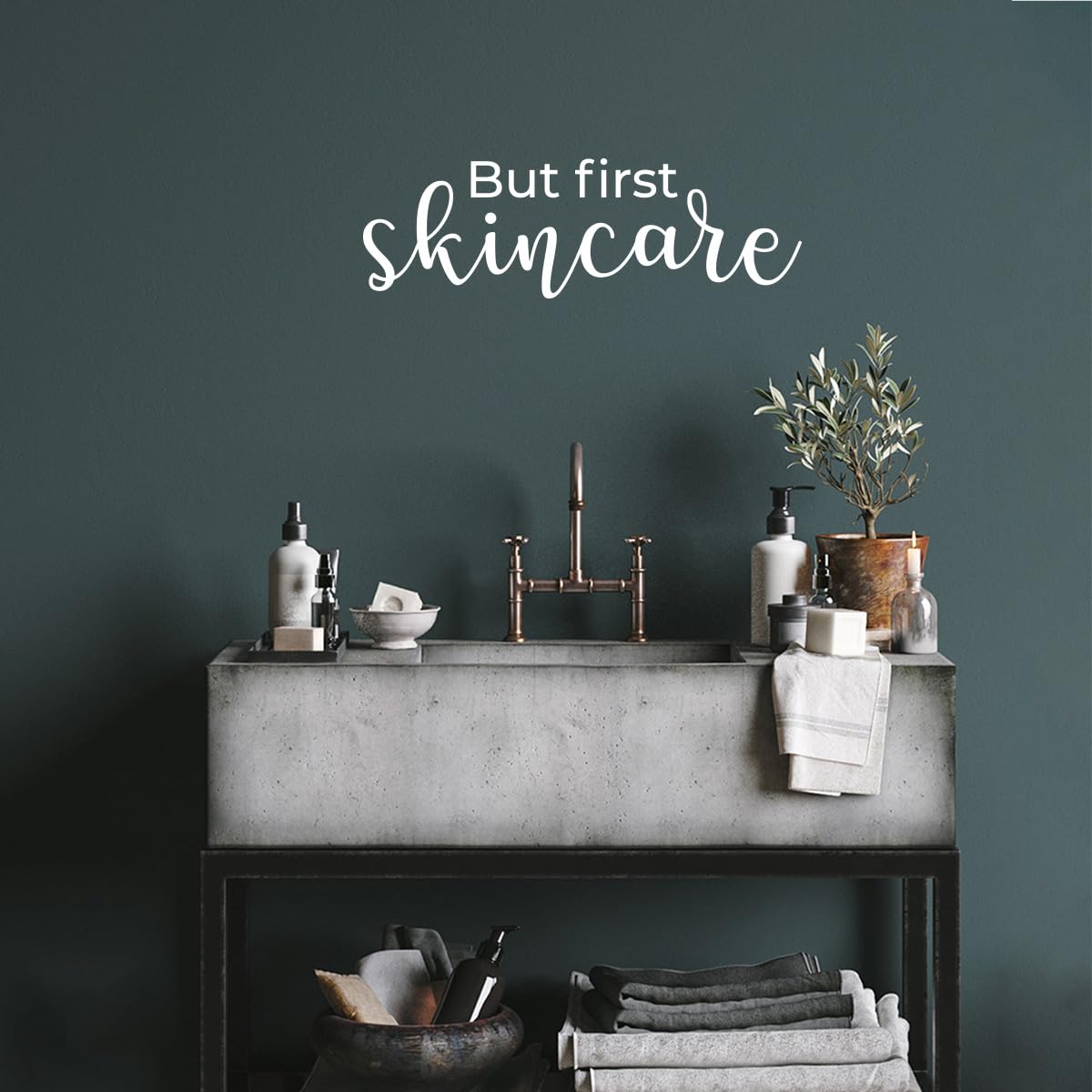 Vinyl Wall Art Decal - 'But First Skincare' Quote Sticker - 8