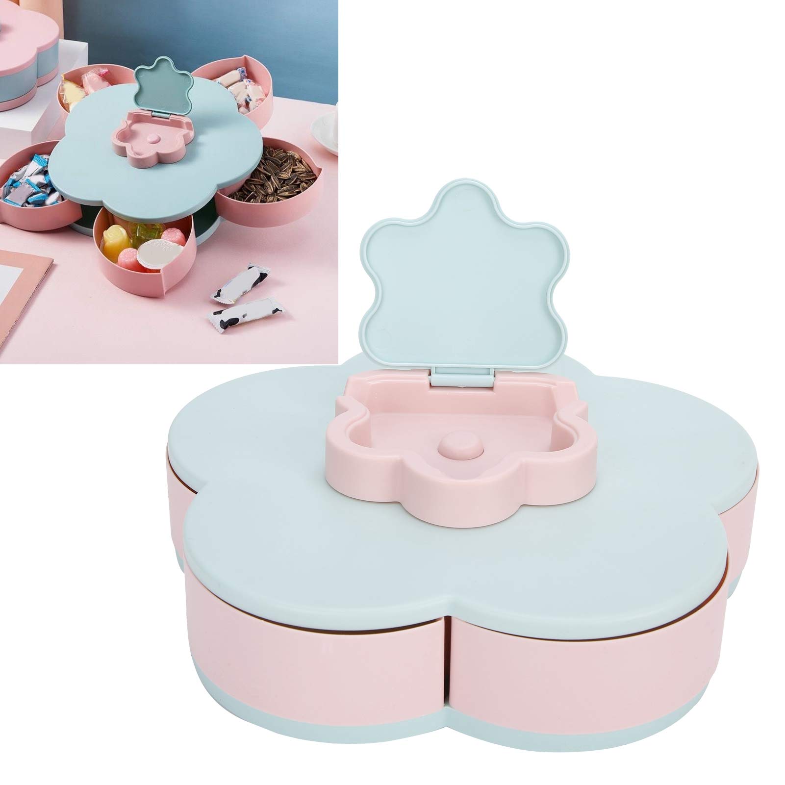 Flower-Shaped Rotating Serving Platter - Removable Snack Tray for Dried Fruits, Nuts & Candy - Perfect for Hotel, Restaurant & Home Entertaining