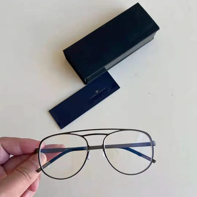 Aimee Unisex Full Rim Oval Double Bridge Titanium Eyeglasses 9617 - Lightweight Durable Frame for Reading, Work & Fashion | Blue Light Blocking Glasses for Computer Use & Daily Wear