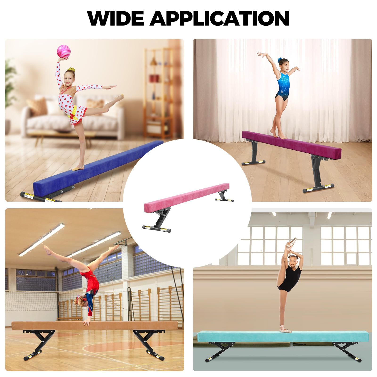 8ft Adjustable Balance Beam for Gymnastics - FINCOME High/Low Floor Beam with Legs for Kids & Adults - Professional Training Equipment for Home, Gym & Clubs - Perfect for Practice, Exercise & Skill Development
