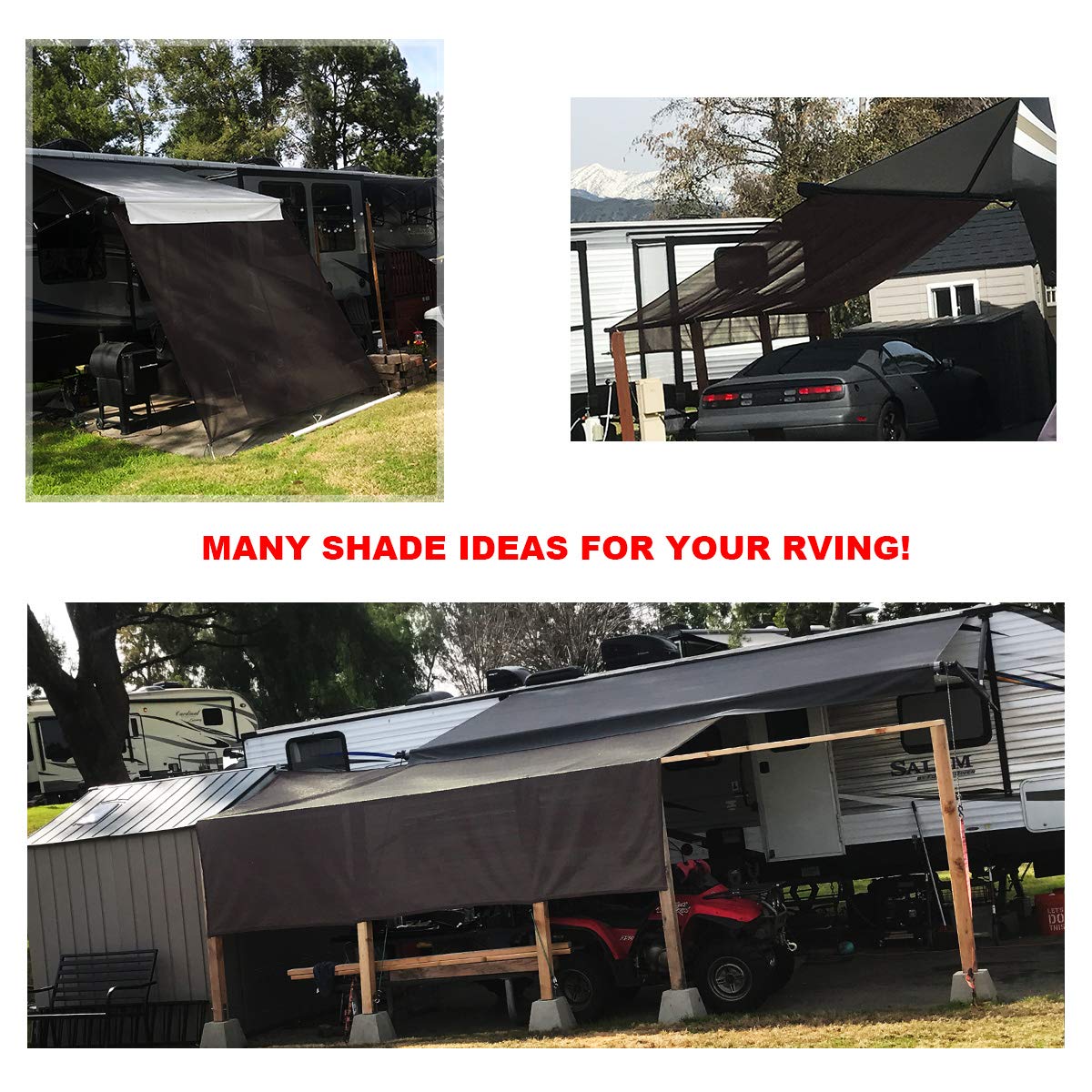 RV Sun Shade Screen for Awning - 9' X 12' 5'' Brown Mesh Sunshade for Motorhome & Camping Trailer - UV Protection Canopy with 3 Year Warranty | Perfect for Outdoor Camping, Beach Trips & Summer Travel