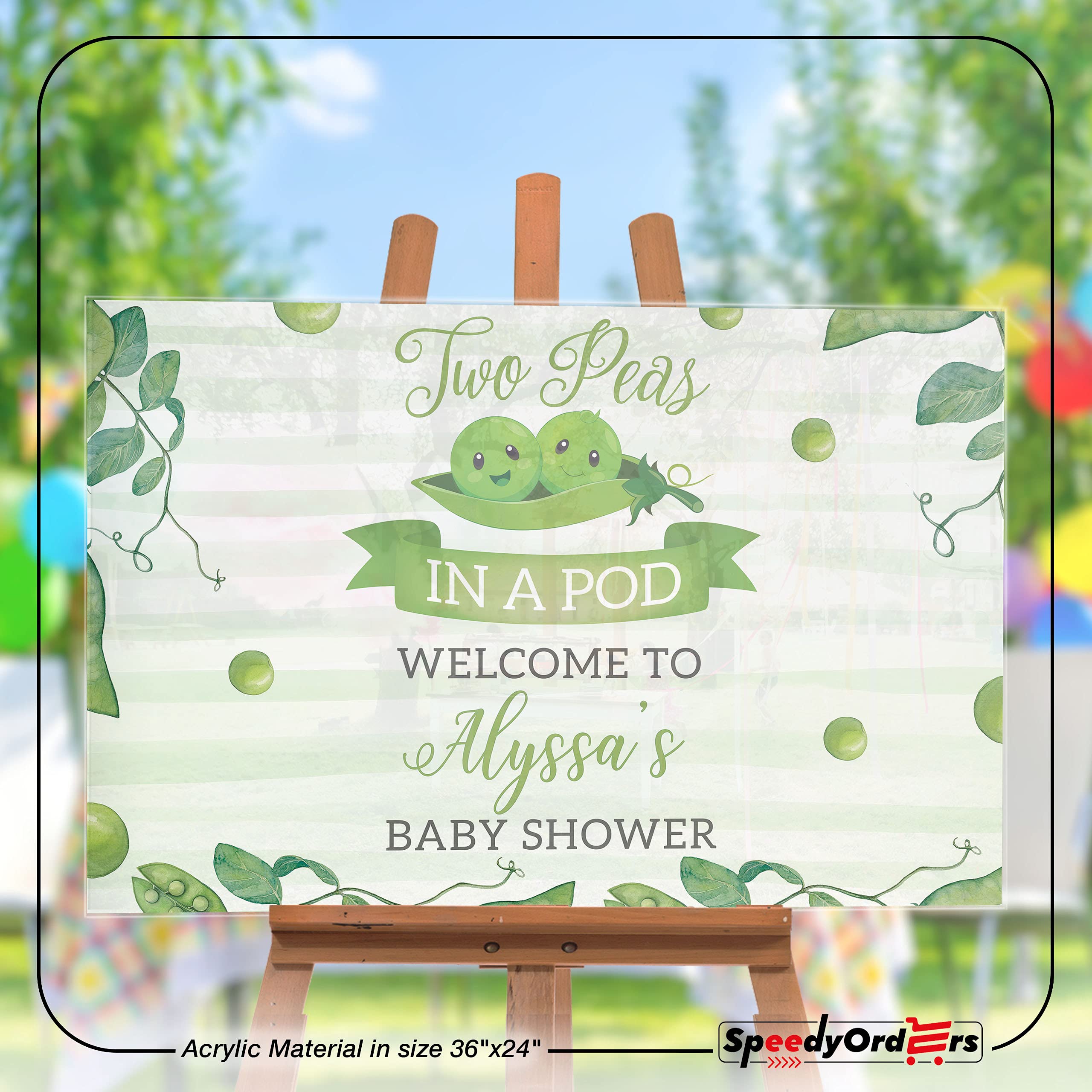 Twin Baby Shower Banner - Two Peas in a Pod Decor with Nature Design | Green Baby Shower Reception Sign for Gender Reveal & Nursery Decor | Perfect for Baby Shower Party Backdrop & Photo Props
