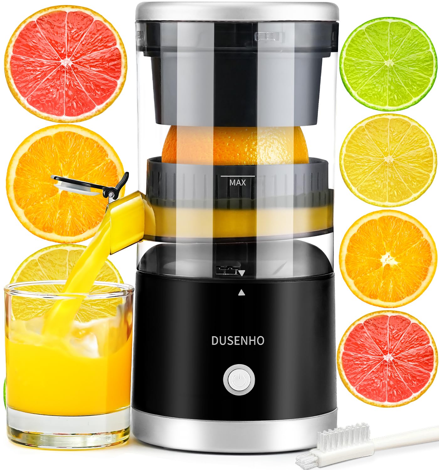Rechargeable Electric Citrus Juicer - USB-Powered Portable Juicer Machine with Cleaning Brush for Oranges, Lemons & Limes | Perfect for Kitchen, Camping & Travel