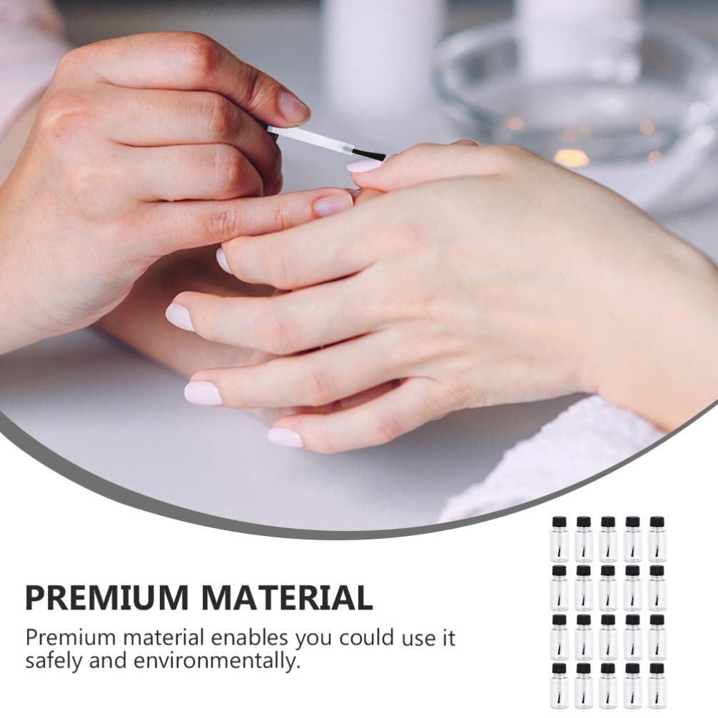 FRCOLOR 20pcs 20ml Empty Nail Polish Bottles with Brush - Refillable Plastic Nail Art Containers for DIY Manicure, Salon & Home Use
