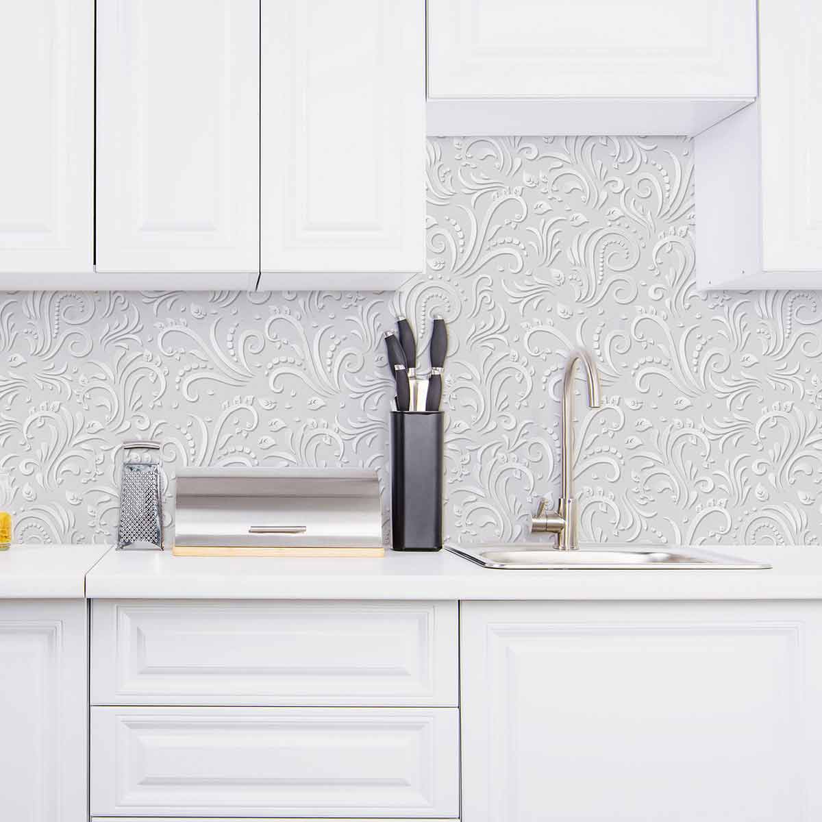 Grey Motif Peel and Stick Removable Wallpaper - Self-Adhesive Decorative Wall Covering for Bedroom, Living Room, Nursery & Office Decor