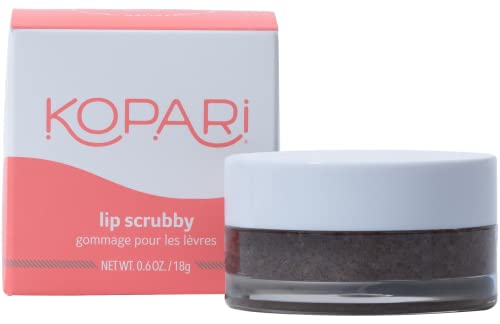 Kopari Coconut Lip Scrub - Organic Exfoliator with Volcanic Sand, Brown Sugar & Crushed Coconut Shells | Hydrates & Removes Dry Skin for Soft Lips | Vegan, Vanilla Scented | Perfect for Winter Care & Pre-Lipstick Prep