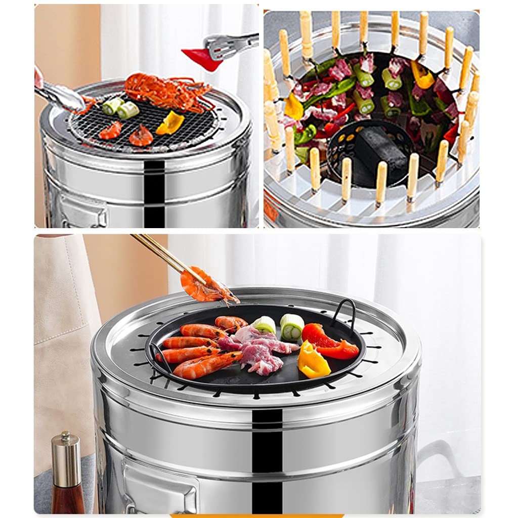 Smokeless Portable Grill with Non-Stick Surface - Indoor/Outdoor BBQ Grill for Meat, Vegetables & Skewers | Perfect for Camping, Picnics & Backyard Parties