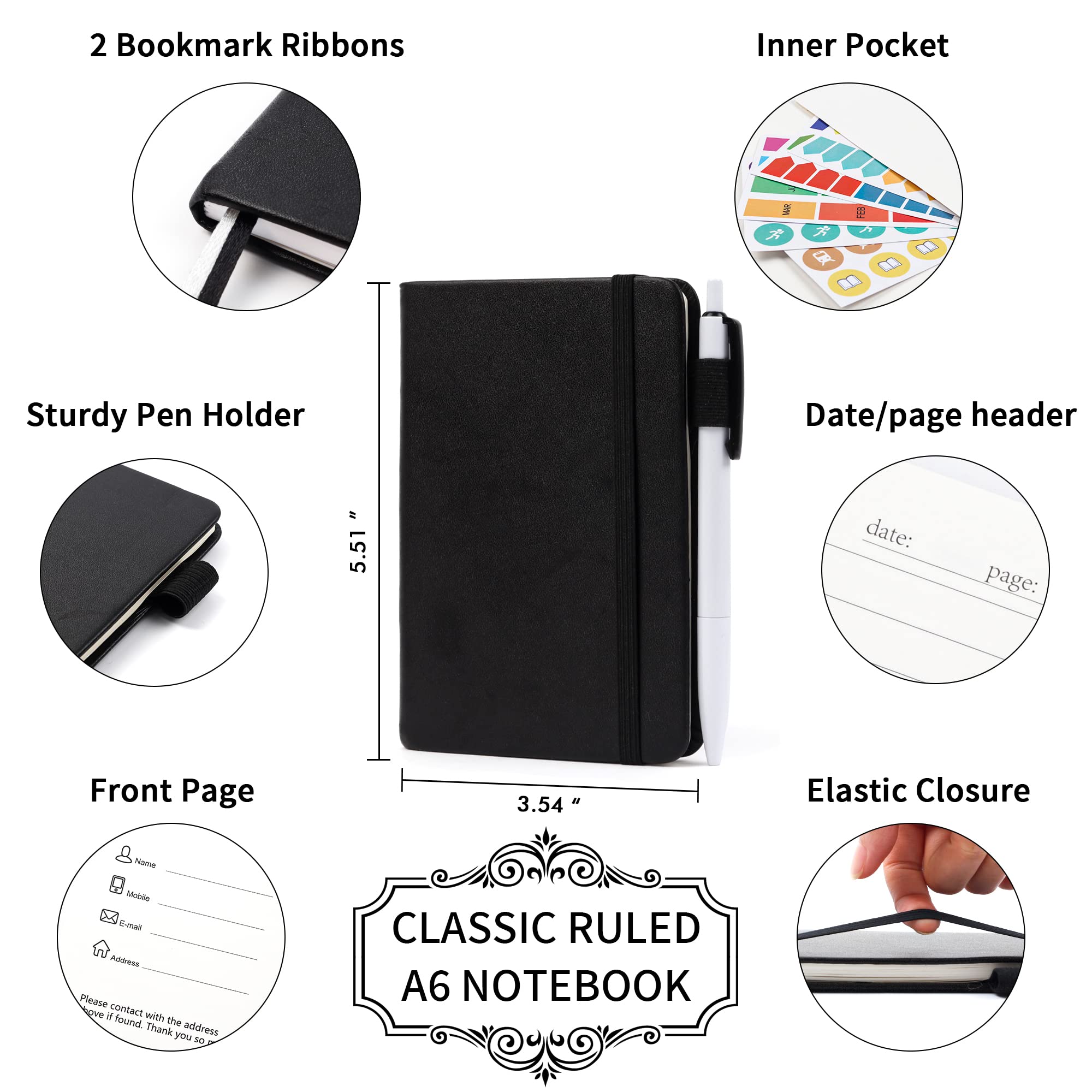 feela 6 Pack Mini Notebooks with Pens - 3.5
