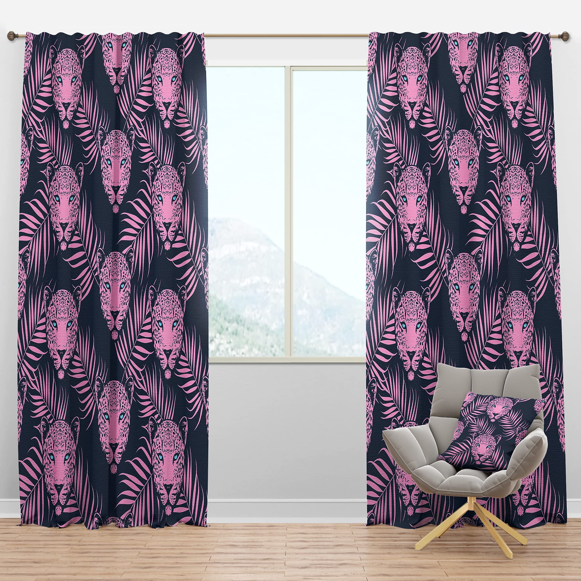 DesignQ Blackout Curtains - Leopard & Palm Leaves Pattern Thermal Insulated Window Drapes for Bedroom & Living Room (52x84, Single Panel) - Perfect for Privacy, Light Blocking & Energy Saving