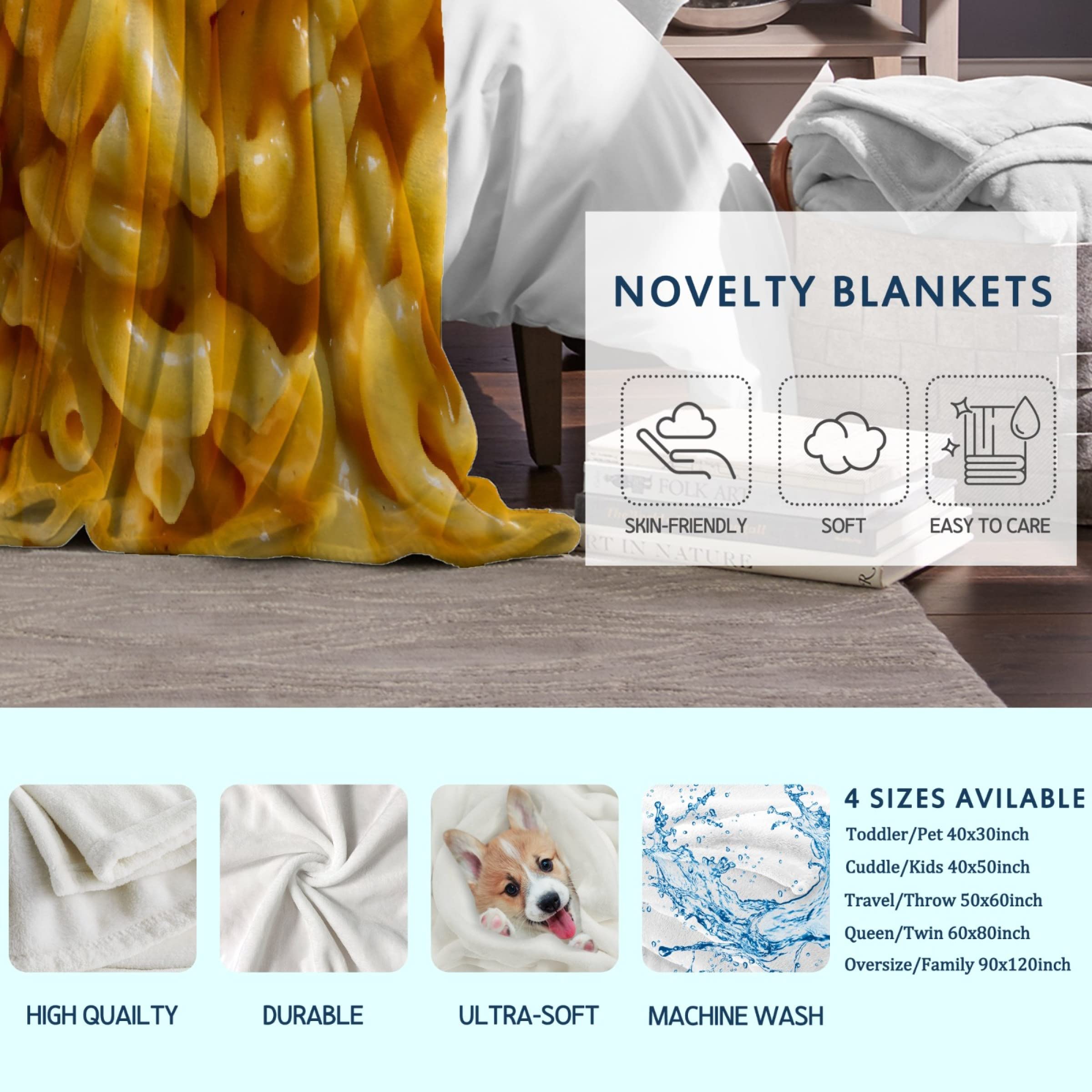Ultra Soft Plush Cheese Throw Blanket - Warm Cozy Flannel Bed Quilt for Couch, Sofa & All Season Use - 90x120 Inches Family Size - Perfect for Movie Nights, Camping & Home Decor