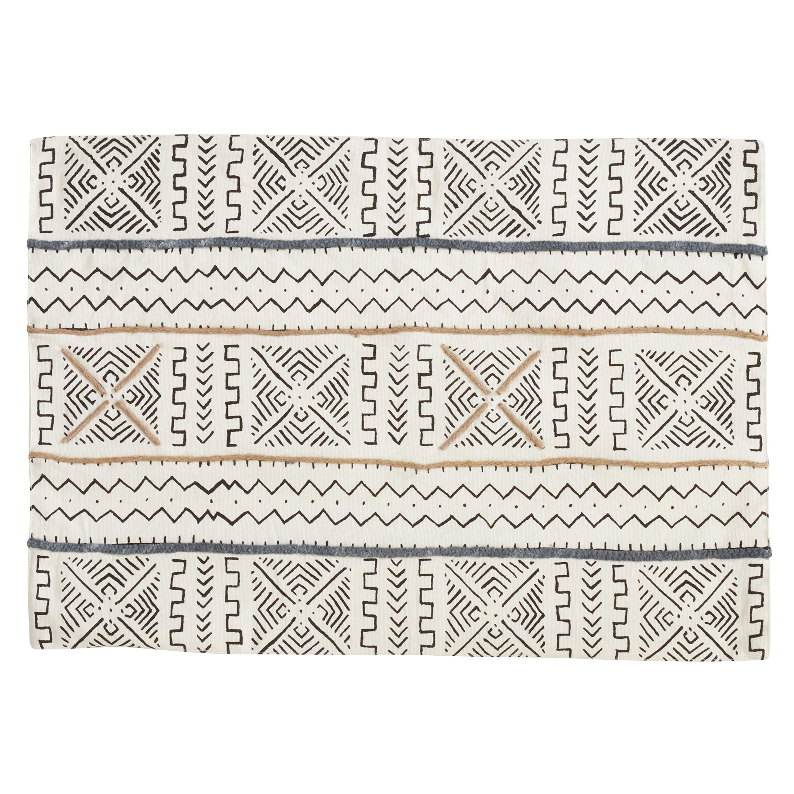 Premium Light Mud Cloth Placemats Set of 4 - Handwoven African Boho Table Mats for Dining Room Decor, Kitchen Table Setting & Special Occasions
