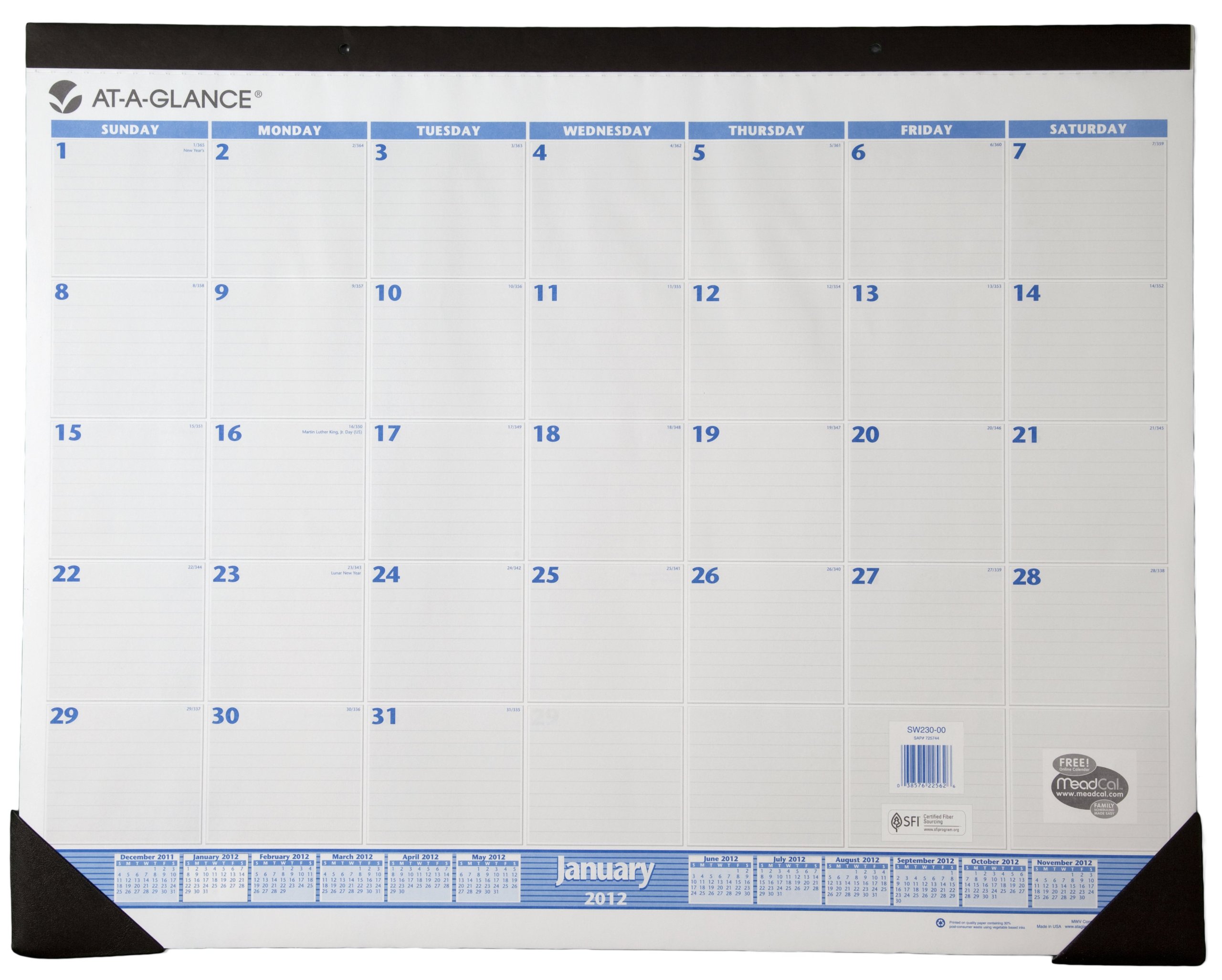 AT-A-GLANCE Recycled Desk Calendar Pad 24x19 Inches - Eco-Friendly Black Monthly Planner for Office & Home Use (SW230-00) | Perfect for Scheduling, Organizing & Productivity