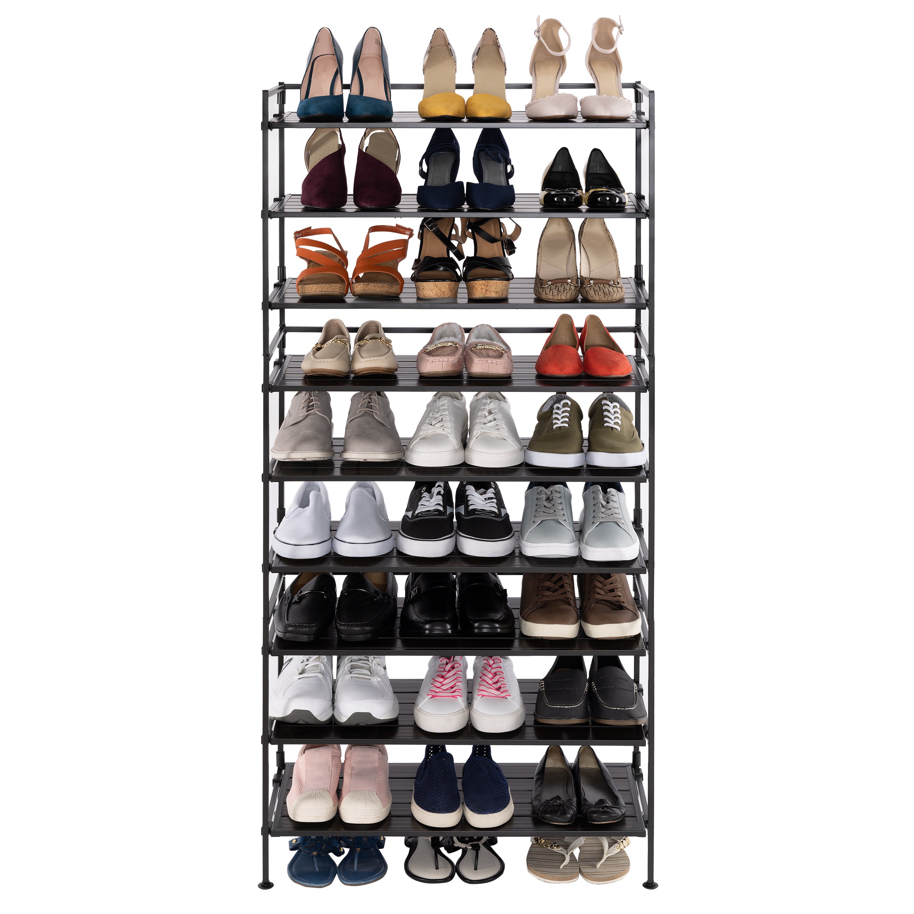 3-Tier Resin Slatted Shoe Rack for Entryway, Closet & Home Organization - Space Saving Shoe Storage Solution for Men, Women & Kids