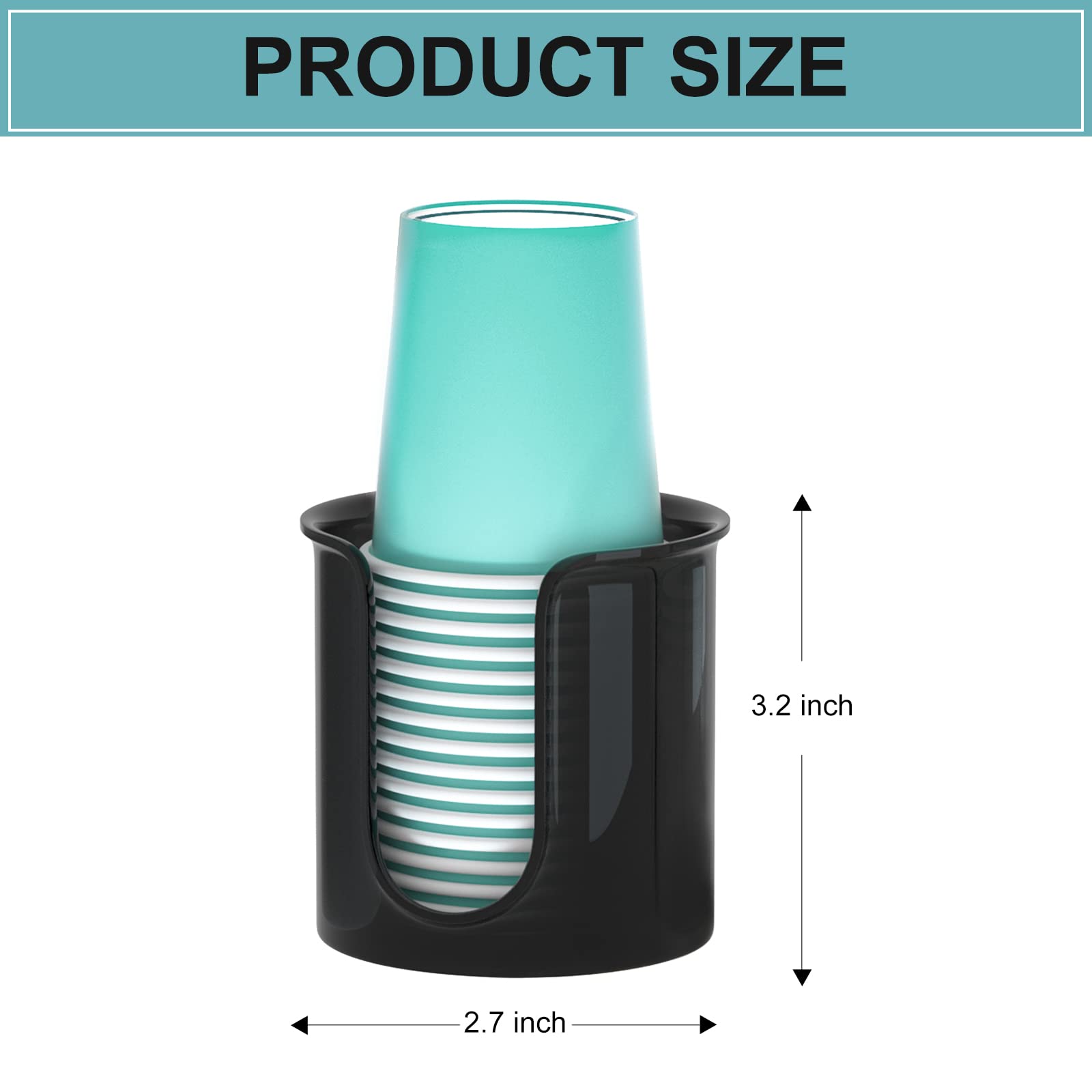 2-Pack Black 3 oz Bathroom Cup Holder - Small Paper Cup Dispenser for Mouthwash & Vanity Countertop Organization - Perfect for Bathroom, Salon, Hotel & Home Use - Ideal for Oral Rinse, Dental Care & Guest Convenience