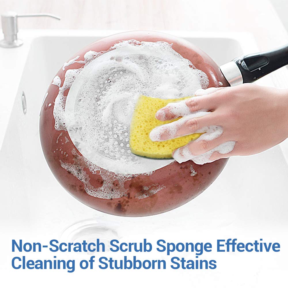 Heavy Duty Scrub Sponge 24-Pack - Non-Scratch Cellulose Sponges for Fast Cleaning - Perfect for Dishes, Pots, Pans & Tough Kitchen Cleaning Tasks