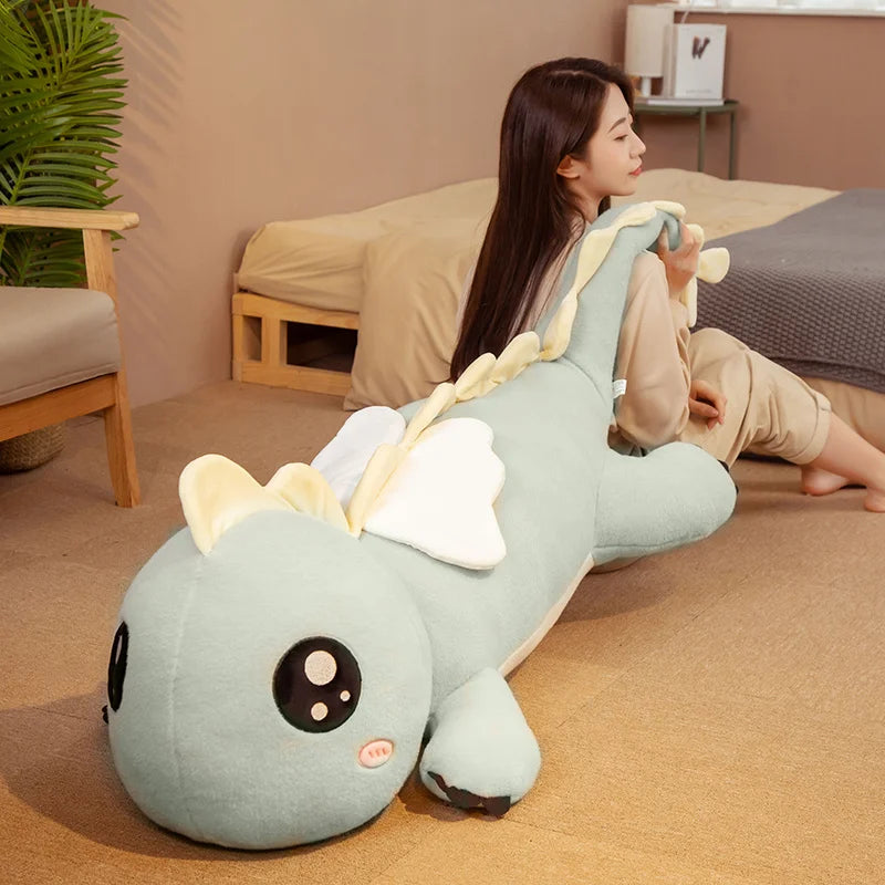 90-130cm Giant Angel Dinosaur Plush Toy - Soft Winged Cartoon Dinosaur Stuffed Animal Pillow for Kids | Perfect for Bedroom Decor, Birthday Gifts & Cuddle Companions