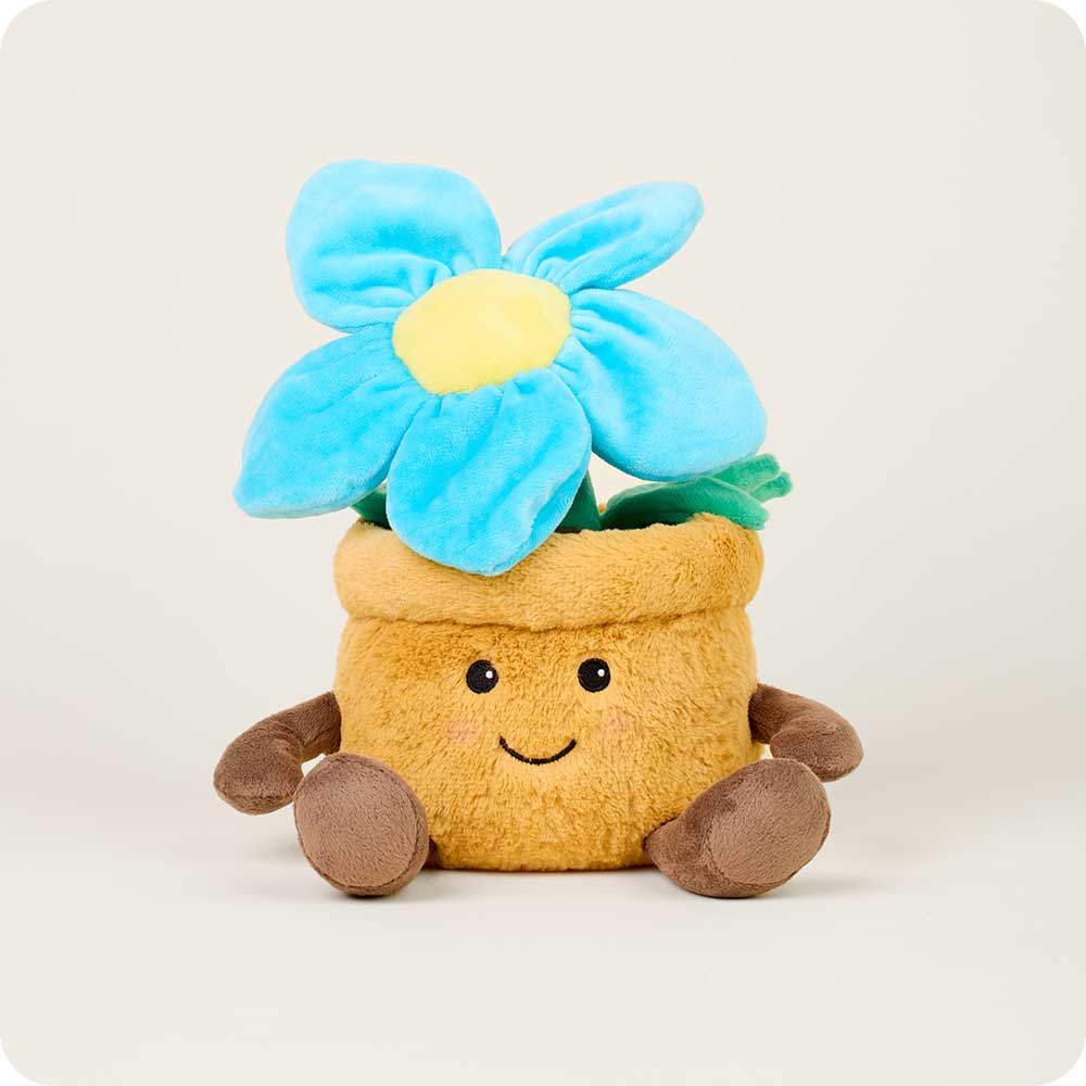 Blue Flower Pot Warmies - Microwaveable Heating Pad for Pain Relief & Stress Relief - Perfect for Home, Office, and Gifts