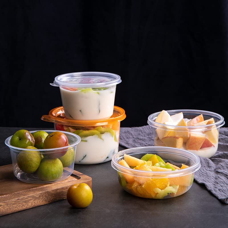 500-Pack Thickened Plastic Meal Prep Containers with Colorful Lids - Disposable Fast Food & Takeout Containers for Fries, Deli, and Meal Storage - BPA-Free, Translucent, Durable for Restaurants, Catering, and Home Use