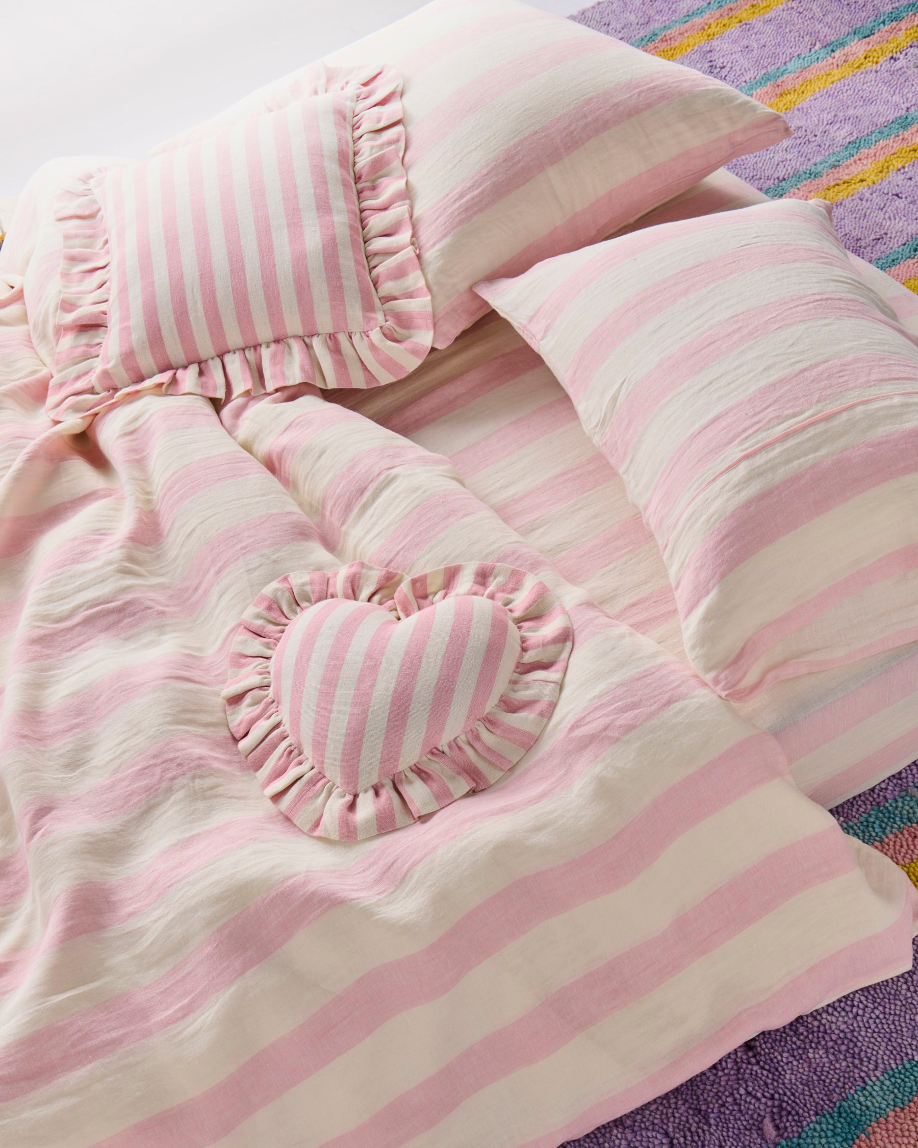 Cotton Candy Square Frill Upholstery Cushion - Soft Decorative Throw Pillow for Sofa, Bed, Chair - Perfect for Living Room, Bedroom & Nursery Decor