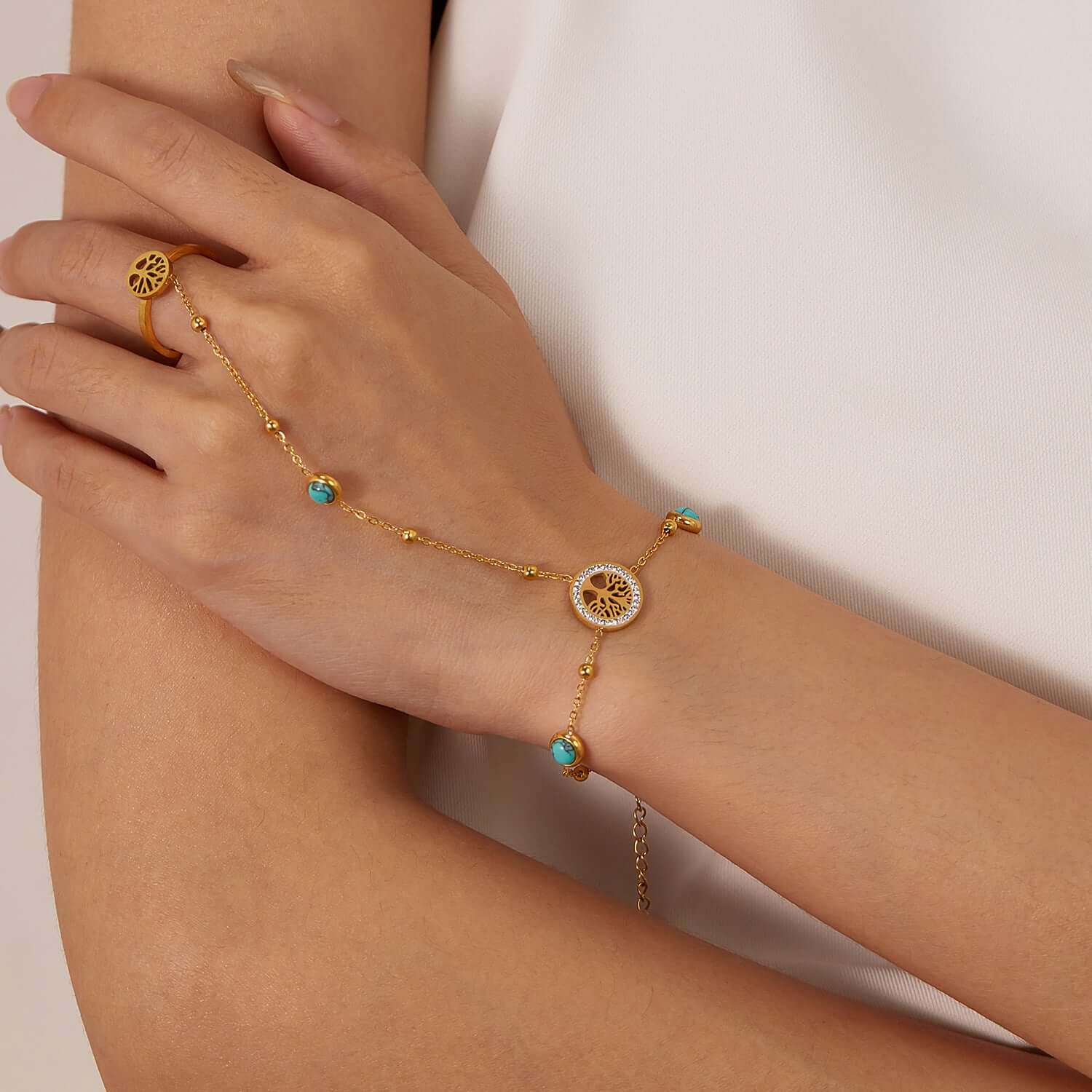Y2K Evil Eye Hand Chain Bracelet for Women - Trendy Boho Adjustable Hand Jewelry for Protection & Style - Perfect for Festivals, Parties, and Layering with Other Bracelets