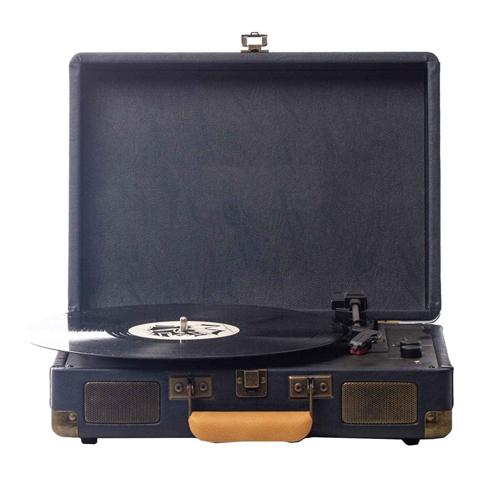 Vintage Retro Bluetooth Record Player with Speakers - Portable Vinyl Turntable Briefcase, Wireless Music Streaming & Vinyl Playback - Perfect for Home, Office, and Travel Use