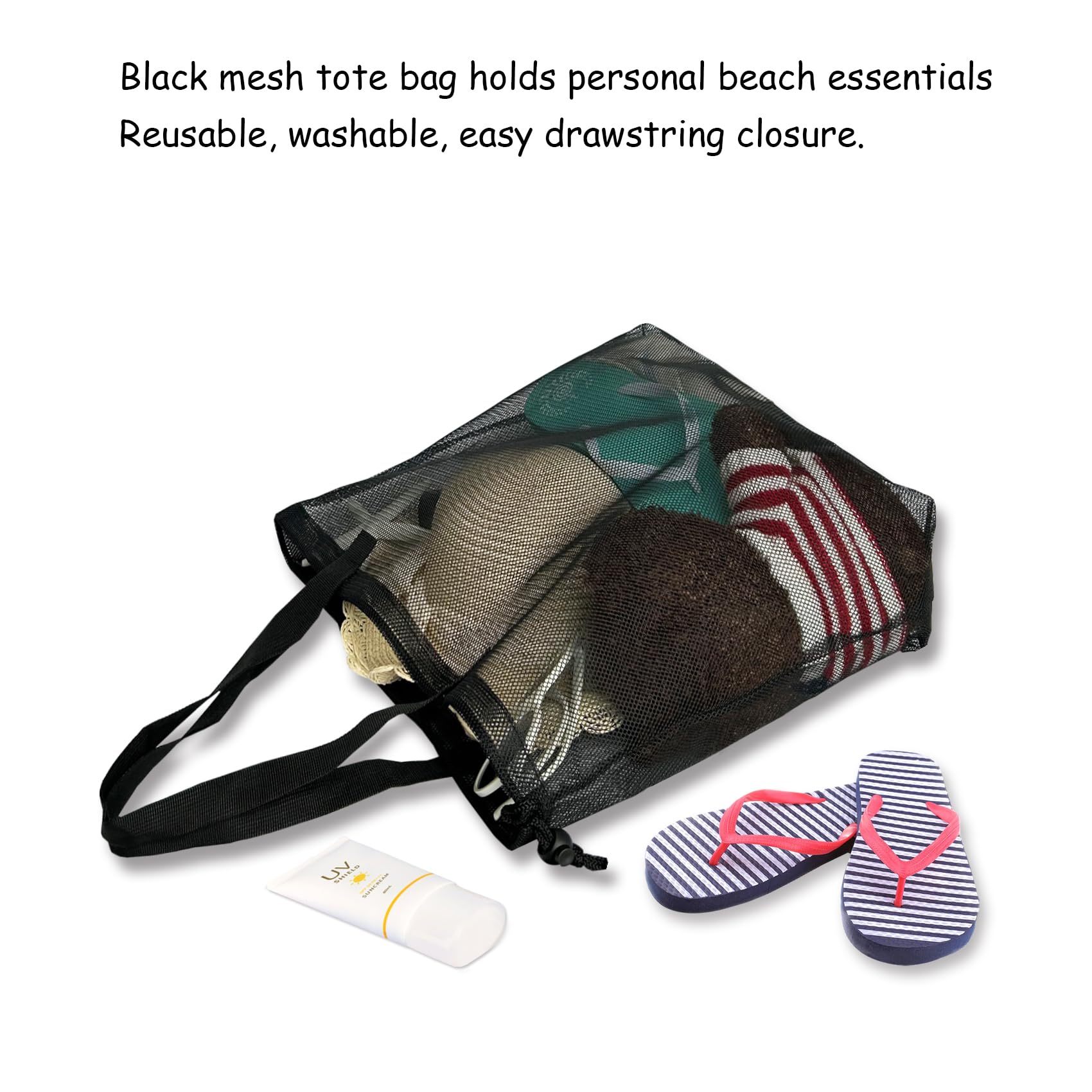 4-Piece Cute Mesh Pool Tote Bags with Drawstring - Waterproof Beach Bags for Swimming, Travel, Picnic, Gym & Summer Outings