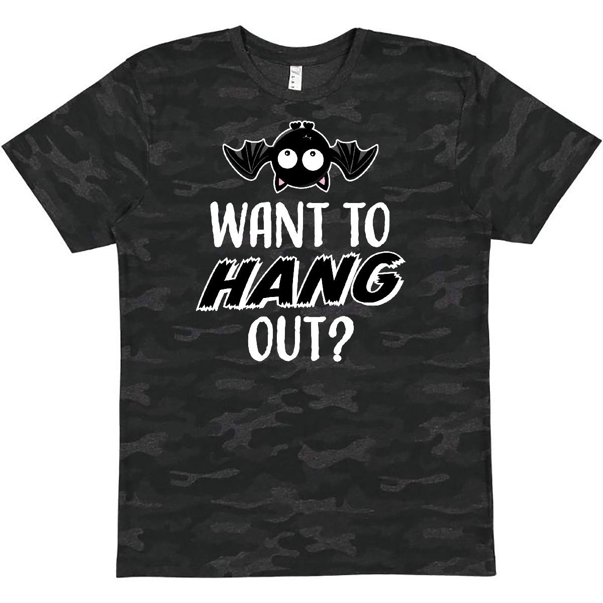 Inktastic Want to Hang Out with Bat Upside Down Graphic T-Shirt - Funny Halloween Costume & Casual Wear for Men & Women