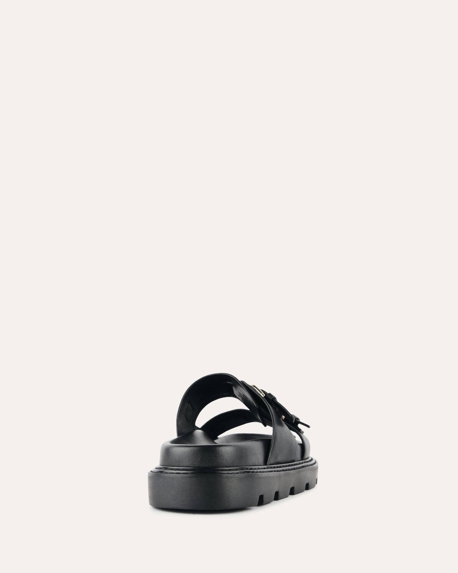 VICHY Women's Black Leather Flat Sandals - Comfortable Casual Shoes for Walking, Beach, and Summer Outfits