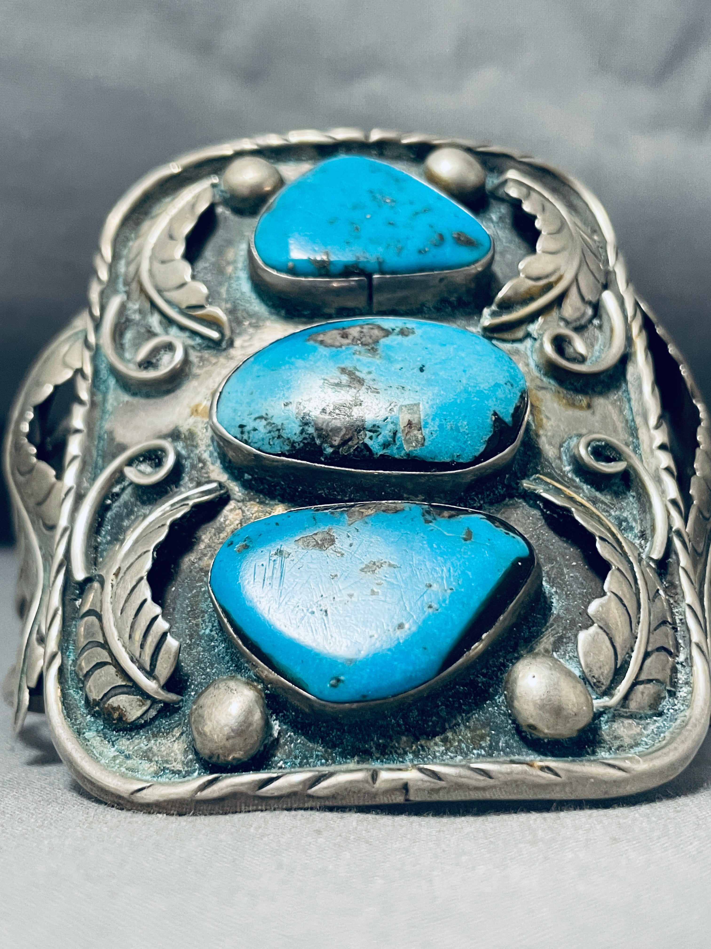 101 Gram Large Wrist Vintage Native American Navajo Turquoise Sterling Silver Bracelet for Men - Perfect for Western Fashion, Boho Style & Gift Giving