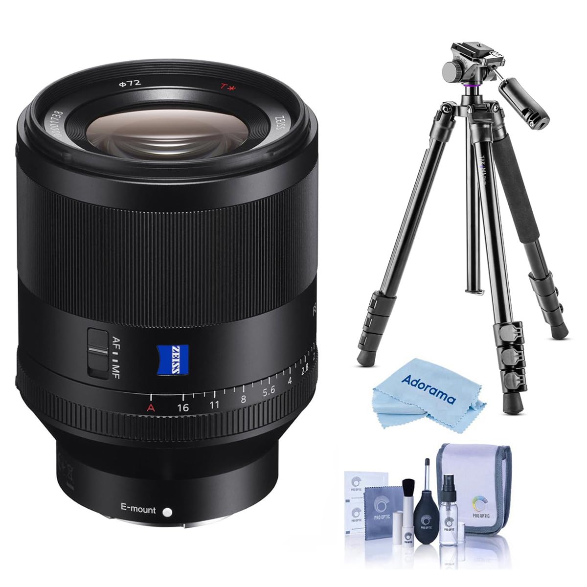 Sony Planar T* FE 50mm f/1.4 ZA Lens with Vanguard Alta Pro 264AT Tripod, Cleaning Kit & Microfiber Cloth - Professional Portrait & Low Light Photography for DSLR Cameras