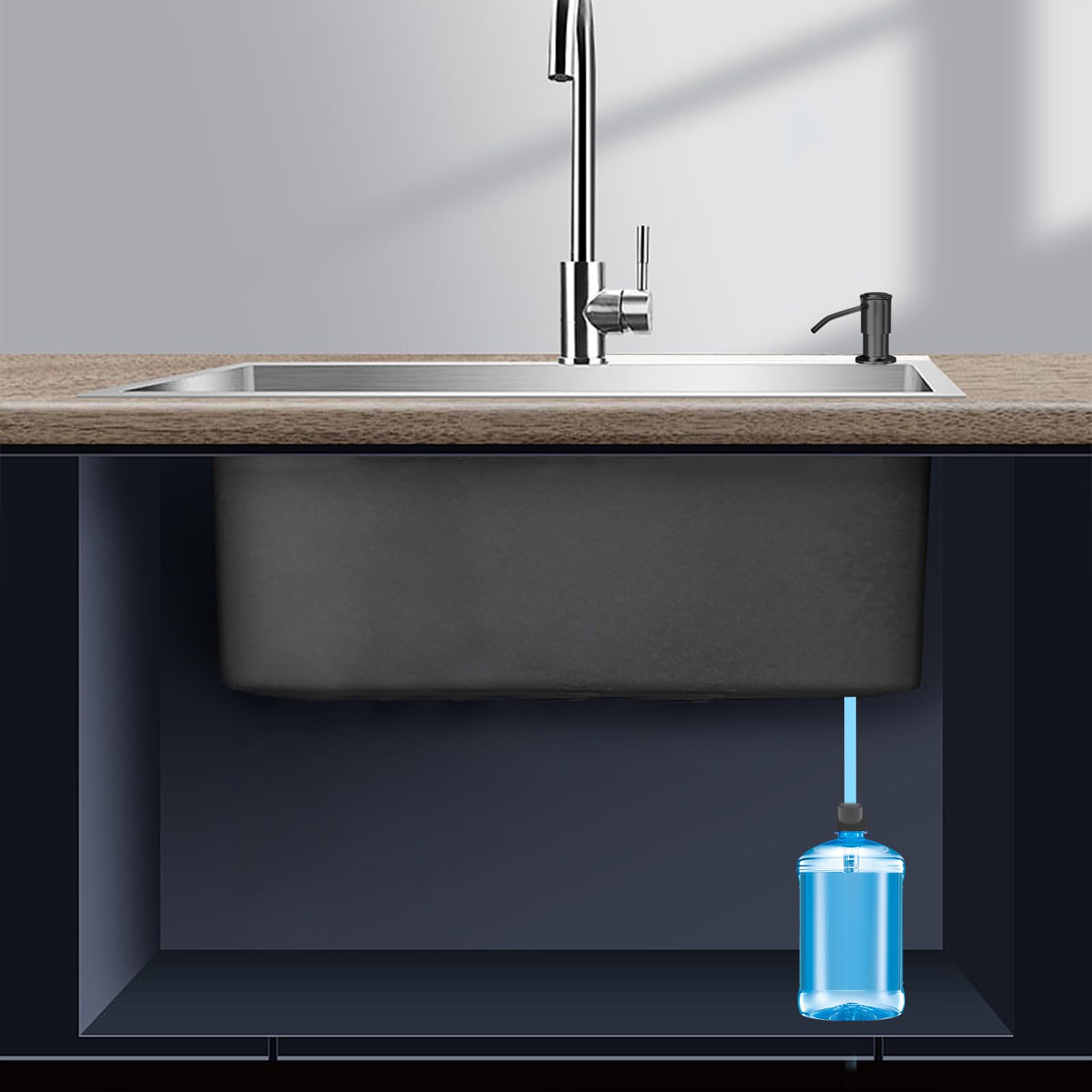 Automatic Soap Dispenser for Kitchen Sink - Wide Pump Head Base with 47