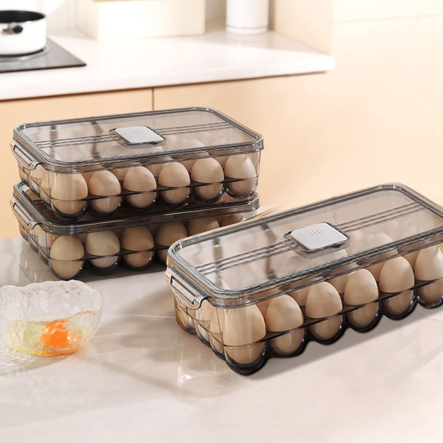 Istara 24 Grid Acrylic Egg Storage Box with Freshness Timer - Transparent Refrigerator Egg Crisper Drawer for Kitchen Organization | Perfect for Storing Eggs, Meal Prep & Refrigerator Storage