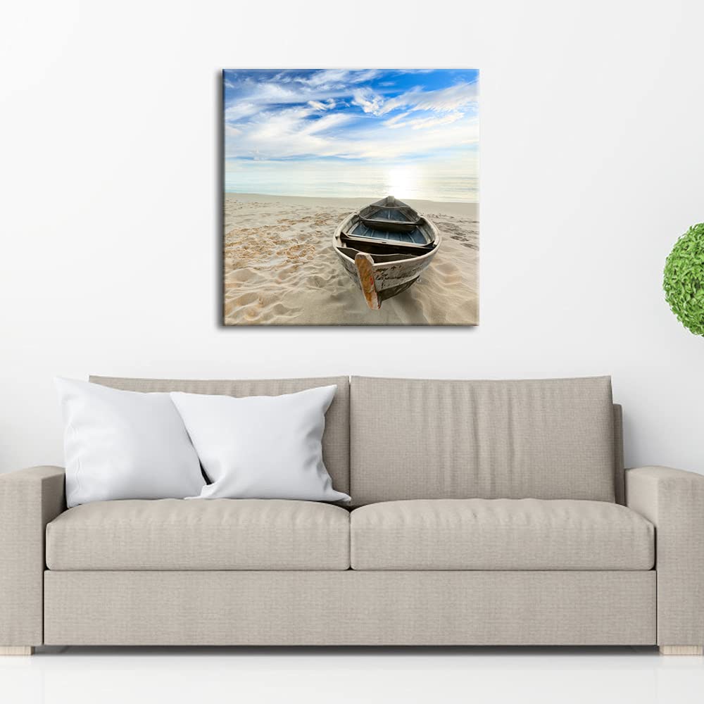 Wieco Art Boat Canvas Prints - Giclee Wall Art for Home & Office Decor - Modern Landscape Canvas Painting - Perfect for Living Room, Bedroom & Workspace