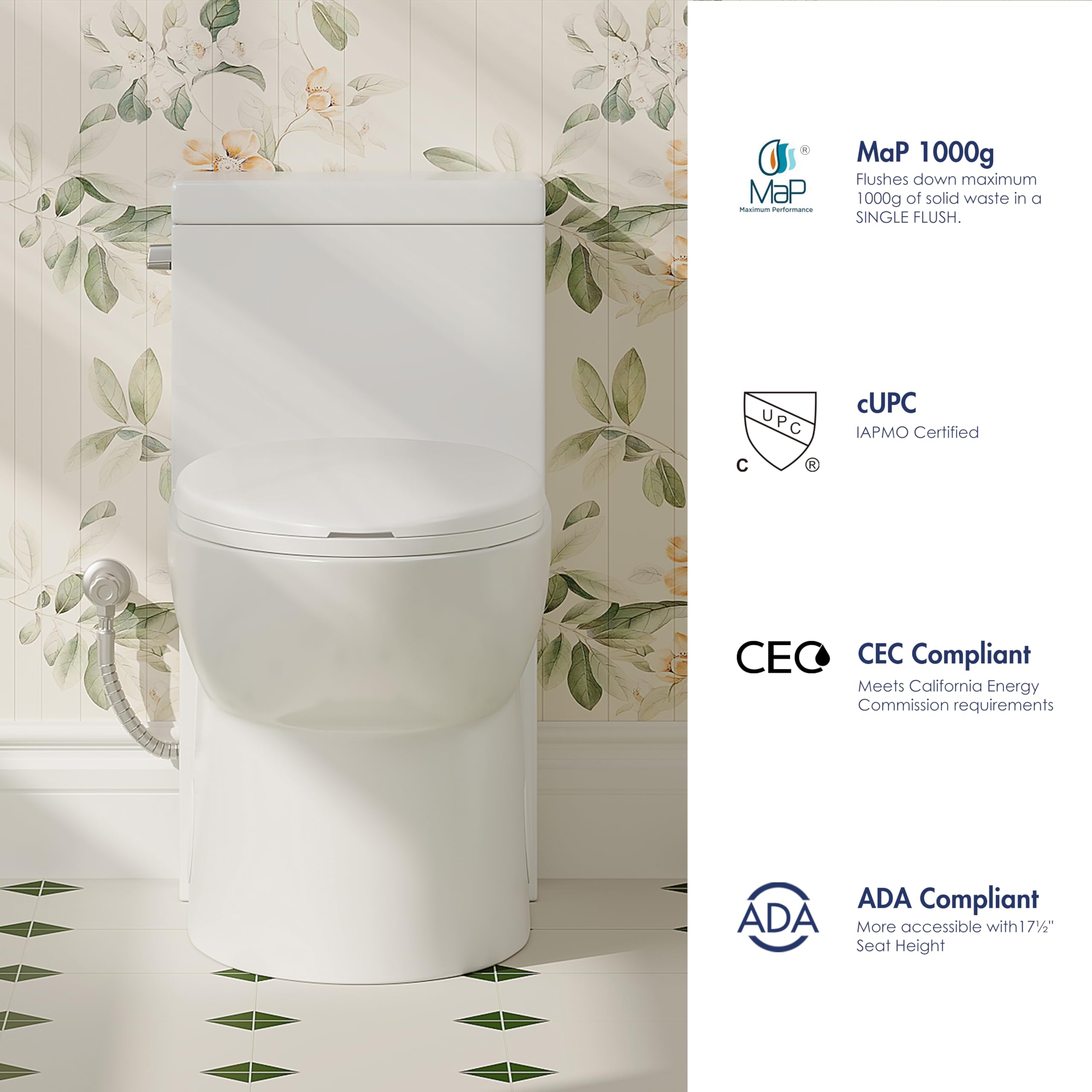 Eridanus One Piece Elongated Toilet for Bathroom - ADA Compliant 17