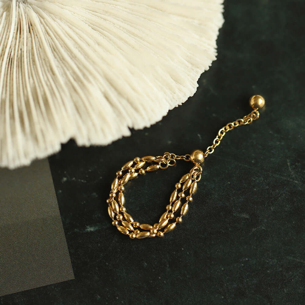 18K Gold Petite Bead Soft Chain Ring Set - Delicate Layered Stackable Rings for Women | Perfect for Everyday Wear, Date Nights & Gift Giving | JZ060