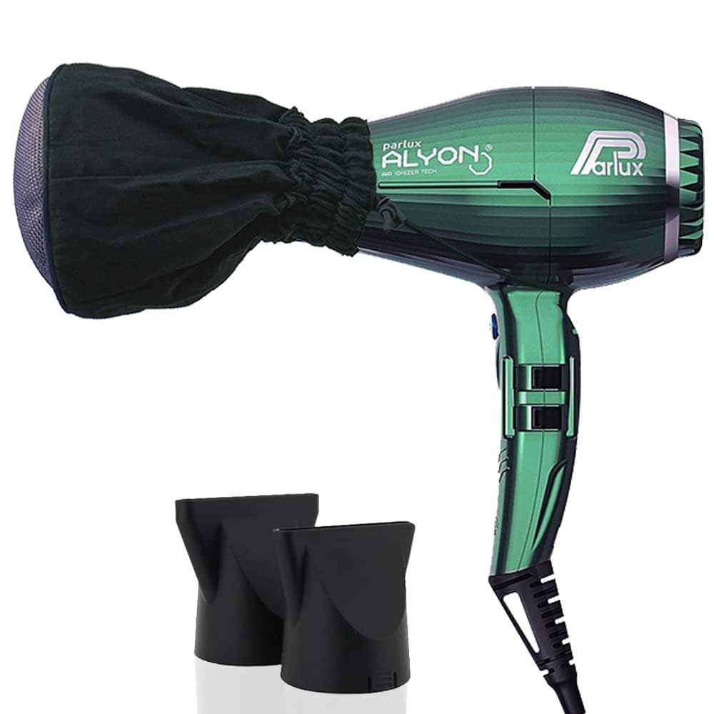 Parlux Alyon Jade Professional Hair Dryer with Metal Mesh Diffuser - Ionic Ceramic Styling Tool for Salon & Home Use - Perfect for Curly, Wavy & Thick Hair Styling
