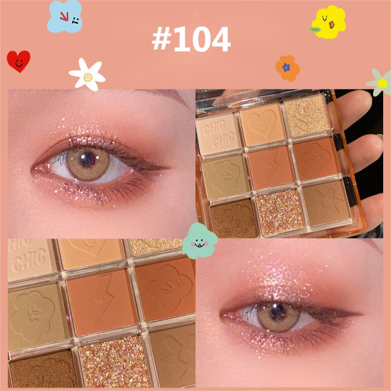 FLORTTE Chic 9-Color Eyeshadow Palette - Long Lasting, Highly Pigmented Makeup for Day & Night Looks - Perfect for Party, Wedding & Everyday Wear