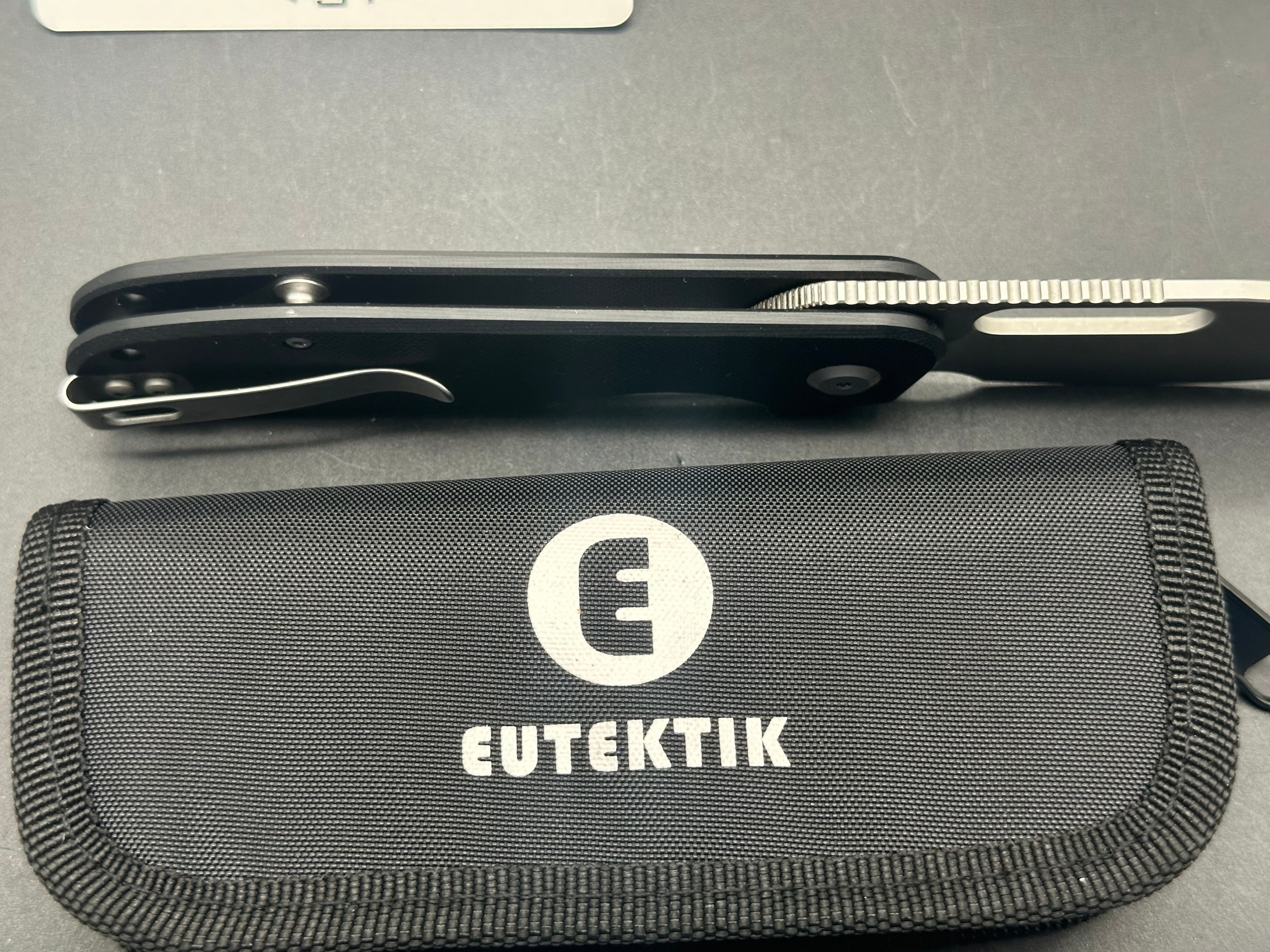 Premium Eutektik EFD Black Stonewashed Pocket Knife with LTK Koozie, Patch & Sticker Set - Perfect for Camping, Hiking & Outdoor Adventures