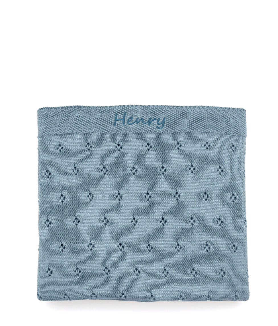 Personalized Baby Blanket - Soft Pointelle Knit Blue Blanket for Newborns & Infants | Perfect for Nursery, Swaddling, Stroller & Photo Shoots