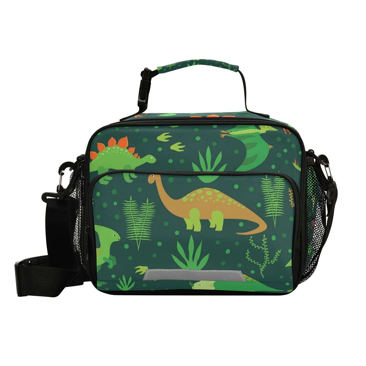 OREZI Green Dinosaur Reusable Lunch Bags for Kids - Cute Insulated Lunch Tote for Boys & Girls, School Lunch Box, Work & Picnic Container - Perfect for School, Office, Camping and Outdoor Activities