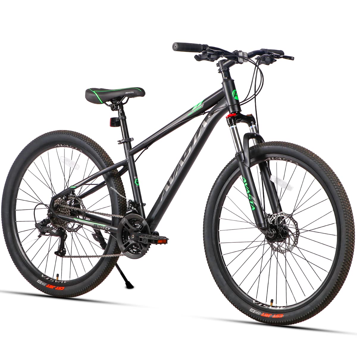 AVASTA 27.5 Inch Adult Mountain Bike - 27-Speed Shimano Gears, Dual Disc Brakes & Lockout Front Suspension - Perfect for Trail Riding, Commuting & Outdoor Adventures