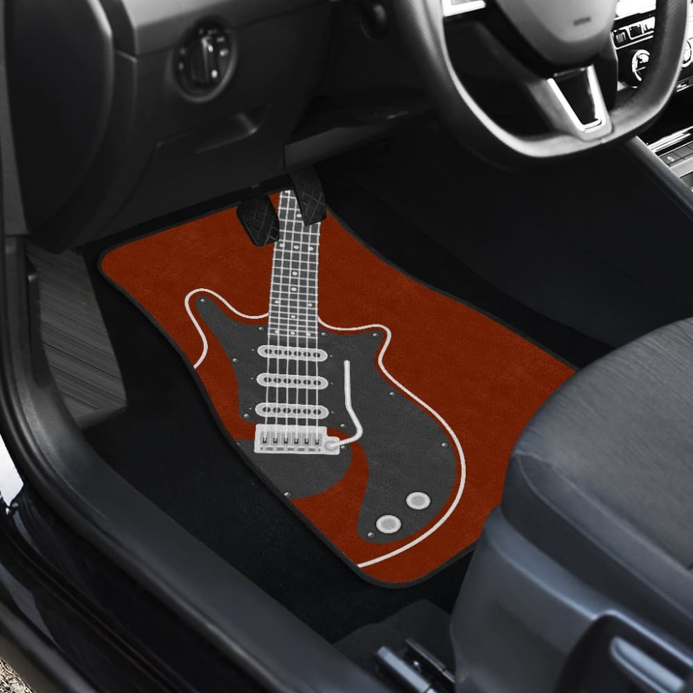 Premium Red Themed Electric Guitar Car Floor Mats - Non-Slip, Custom Fit for Cars & SUVs - Perfect for Music Lovers & Road Trips
