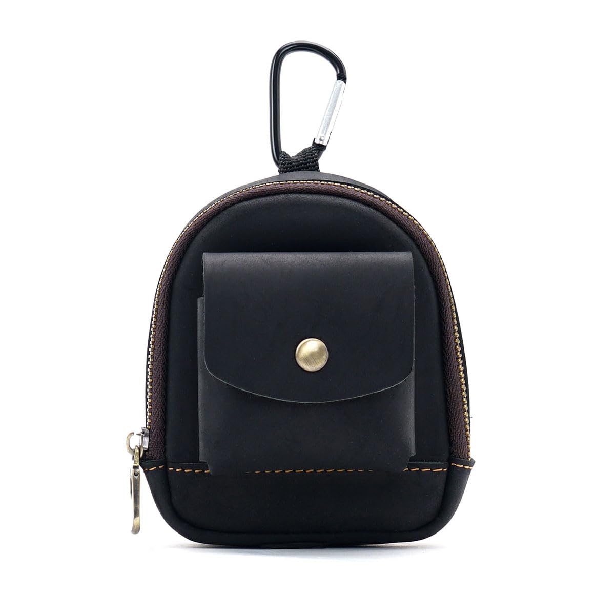 Soft Leather Coin Purse with Hook & 2 Pockets - Mini Wallet for Men & Women - Perfect for Travel, Shopping & Everyday Use (Black)