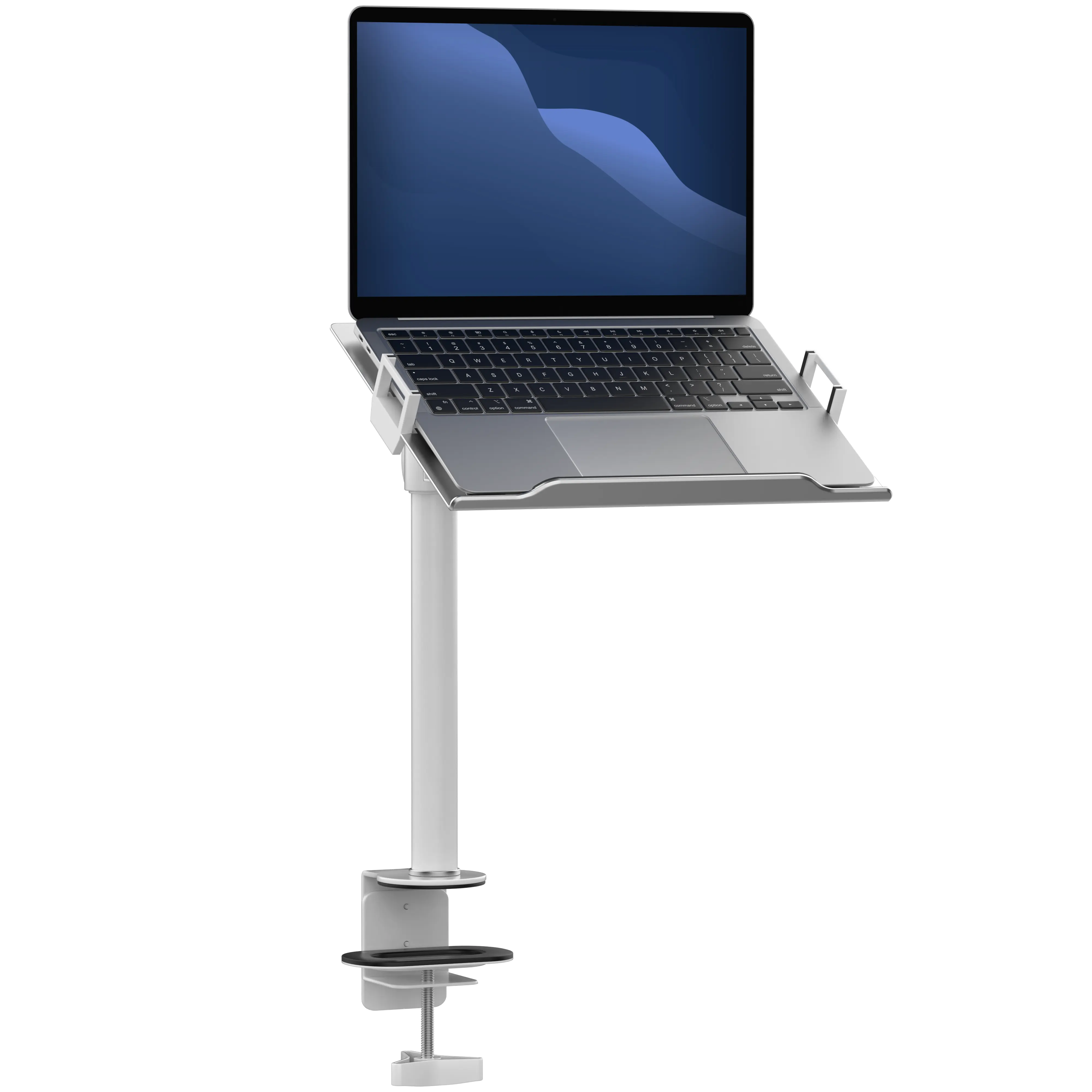 Adjustable Articulating Laptop Mount with Pole Clamp - Perfect for Standing Desks, Home Offices, and Studio Setups