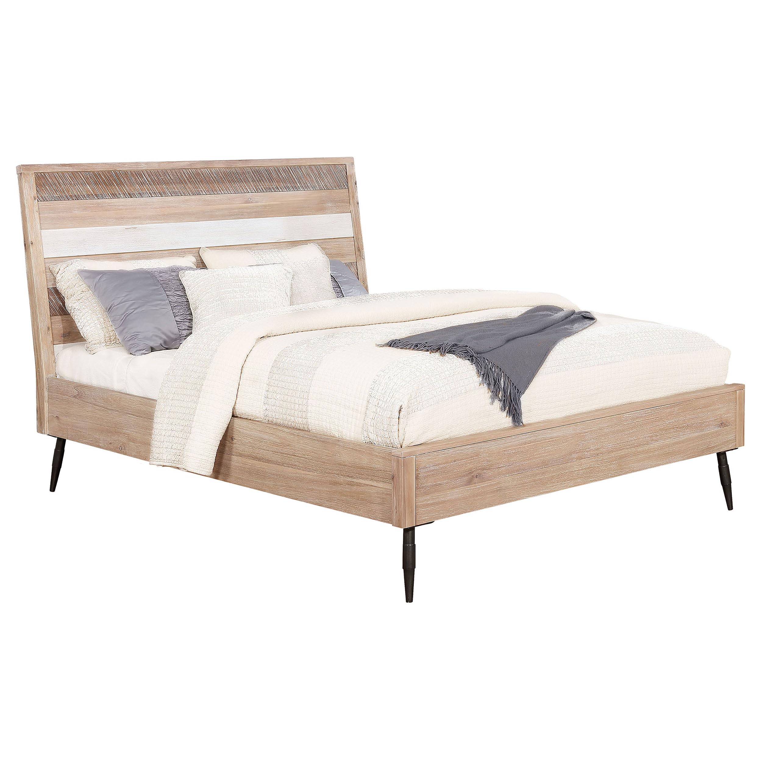 Coaster Home Furnishings Marlow Farmhouse Wood Queen Size Panel Bed Frame with 50-inch Headboard - Rustic Rough Sawn Platform Bed for Bedroom, Guest Room & Farmhouse Decor