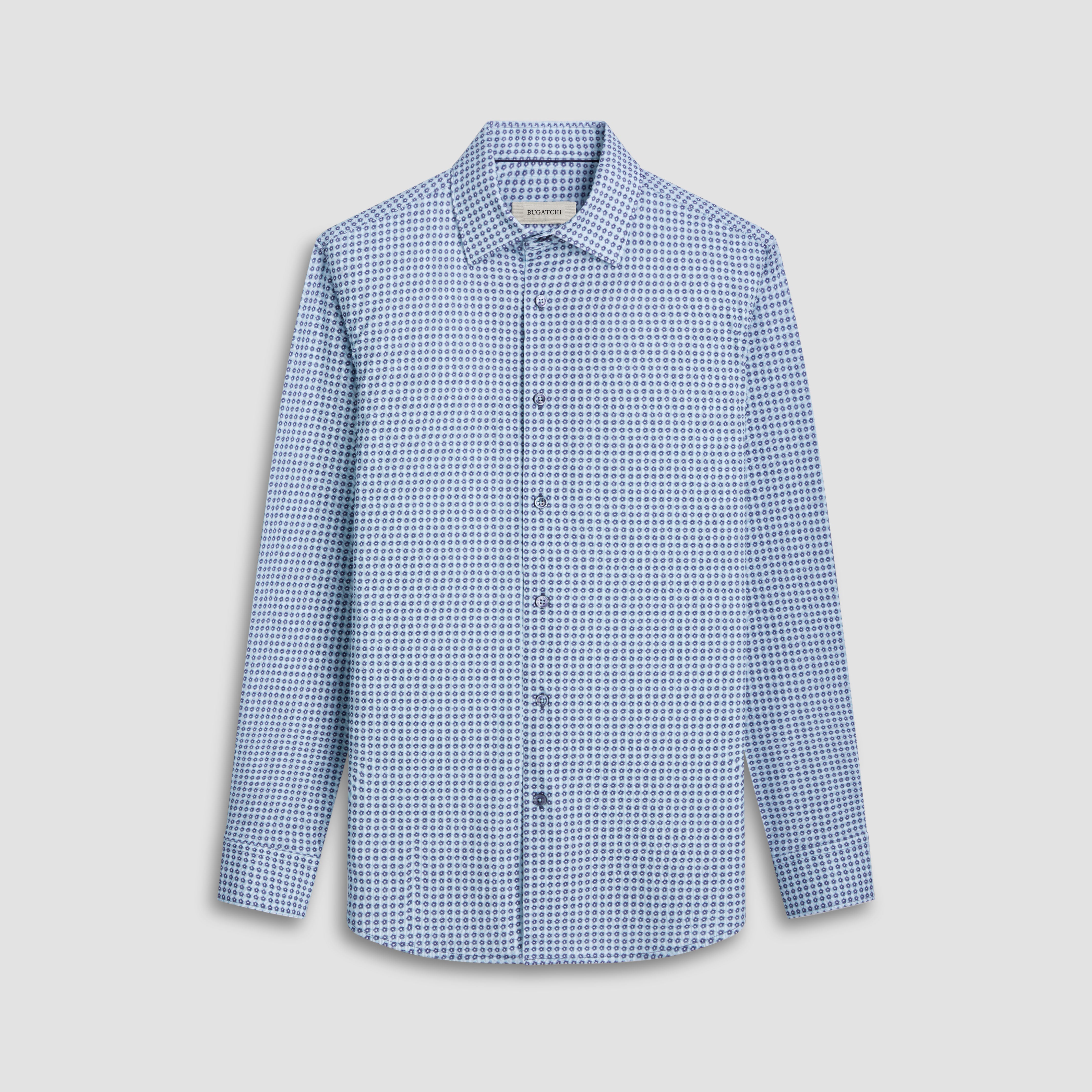 James Geometric Floral Print Cotton Shirt for Men - Stylish Casual Button Down Shirt for Work, Date Night & Summer Outfits